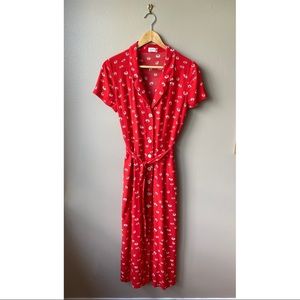 Wilfred Button Down Shirt Dress Red Daisy Medium